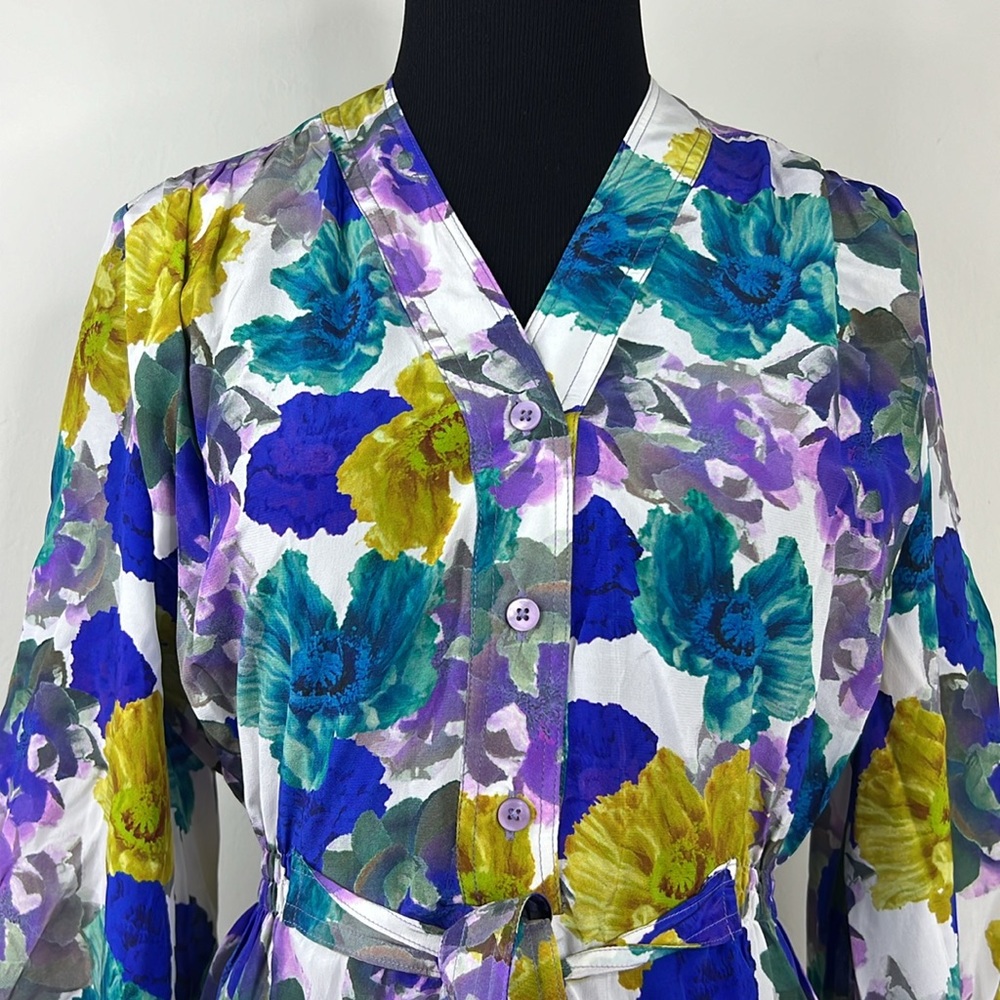 TUCKER Floral Silk Dress XS - Picture 4 of 9